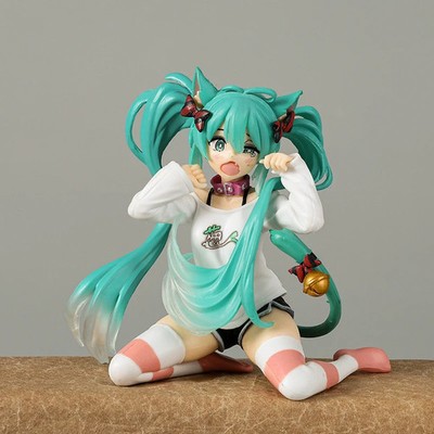 Kawaii Hatsune Miku Anime Figure Toys 11cm Neko T-Shirt Ver. PVC Action Figurine