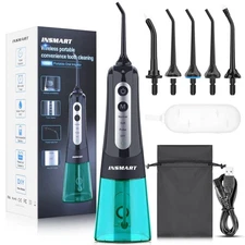 Cordless Water Dental Flosser, 300ML Tank, USB Rechargeable, 4 Modes, IPX7