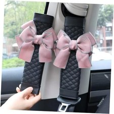 Cute Bow Leather Car Seat Belt Cover Pads,Pcs  4 Pcs Seat Belt Cover 2 Pink