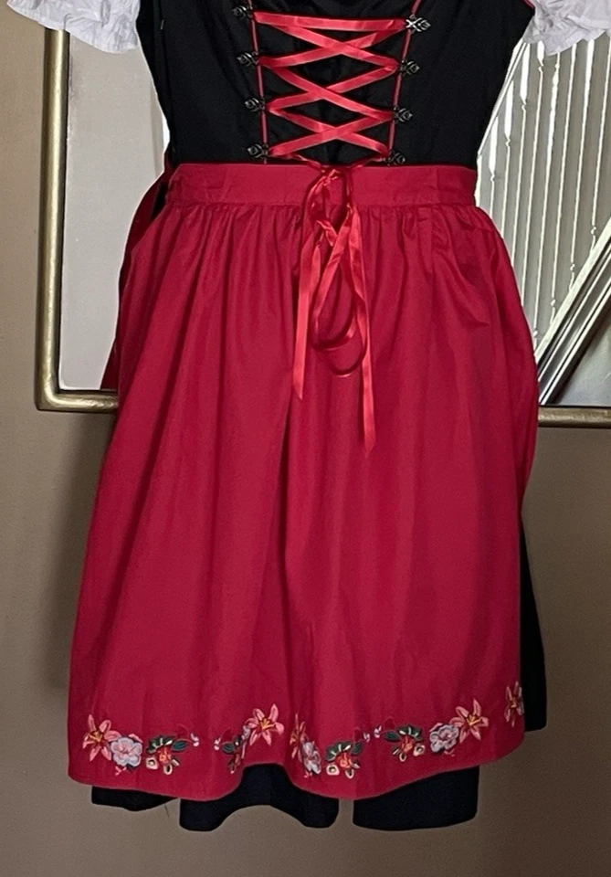 Vestido Escarlata Oscuridad L Medieval Renacimiento Gótico Lechera Bordado Delantal Foto 3 de 4
