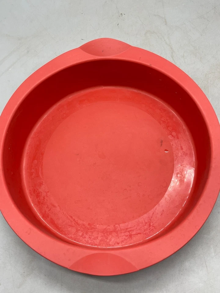 Tupperware Silicona Tarta Pastel Contenedor Hornear Congelación Manijas Rojo 10x2 LEER Foto 3 de 4