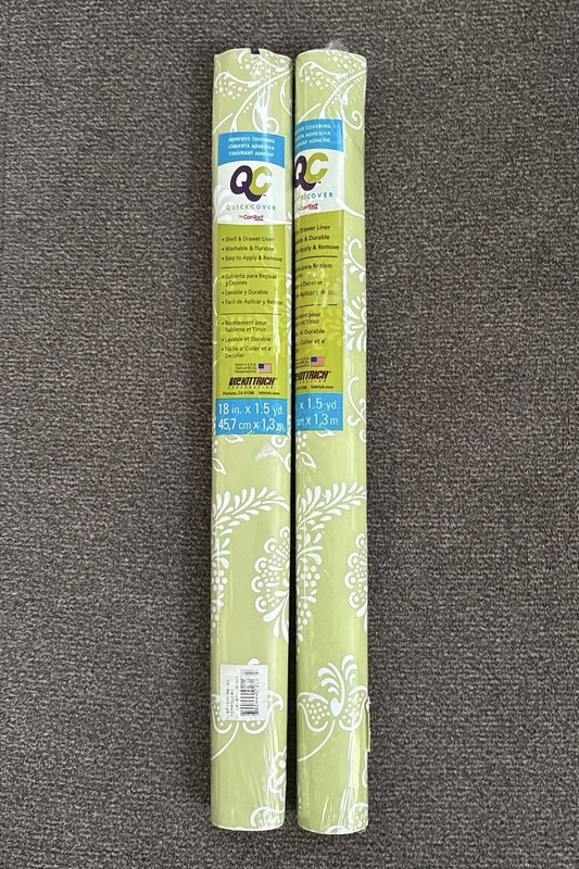 Kittrich Quick Cover Shelf Drawer Liner Potpourri Green Contact Paper New 1.5 YD