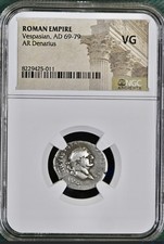 Emperor Vespasian Silver Denarius 69AD-79AD Roman Ancient Coin NGC Graded
