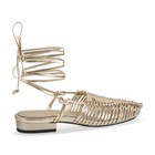 Women's Flat Close Toe Strappy Sandals Lace up Slingback Gold Shoes US9 — photo 4