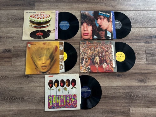 ROLLING STONES- (5) LP Vinyl Record LOT- Goats Head, Flowers, BlackBlue, Bleed