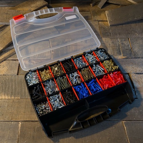 Portable Storage Case Bins 21 Compartments Nuts Bolts Beads Screws Crafts - Picture 3 of 5