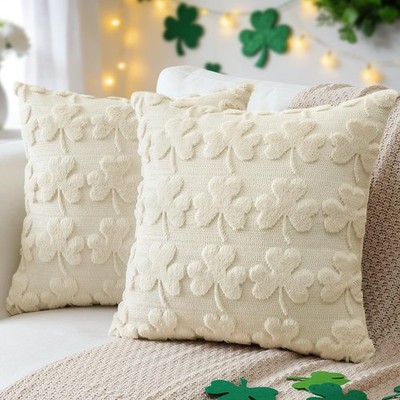 St Patricks Day Clover Pillow Covers 18x18 Set of 2 Decorative Shamrock St Pa...