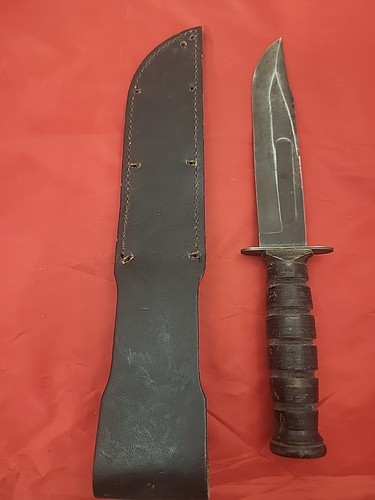US CAMILLUS Mark 2 MK2 Military Fighting Combat Knife, W/Leather Sheath - Picture 2 of 7