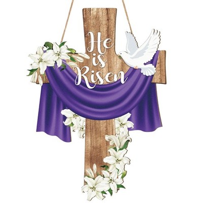 He is Risen Easter Decoration Wood Door Wall Signs, Wooden Large, Rise 