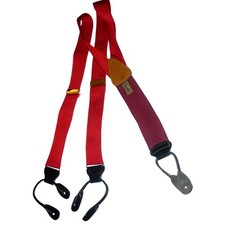 Trafalgar Mens Red Burgundy Button End Suspenders Braces Gold Tone Hardware USA