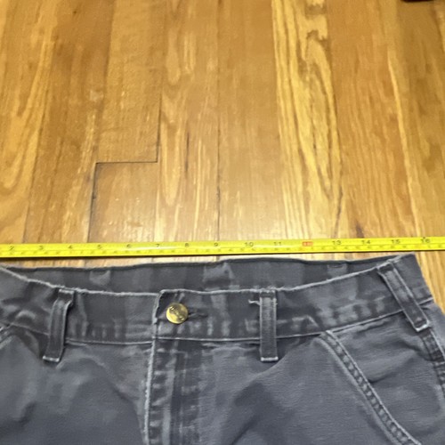 Carhartt B11 Gray Carpenter Pants Distress Duck Canvas Leather Patch 32x32 - Bild 10 von 11