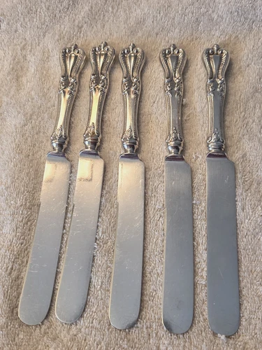 OLD COLONIAL by TOWLE sterling silver set 5 LUNCHEON KNIVES Blunt SP Blades 9"