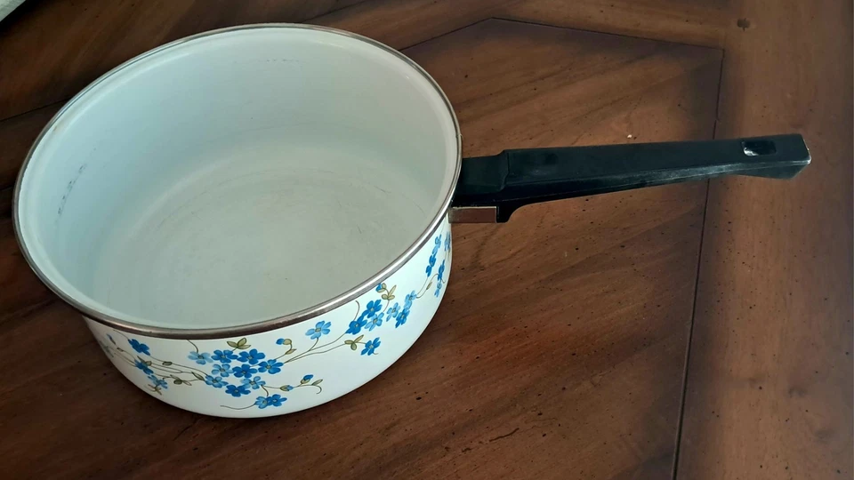 Rare Grande Casserole Vintage Émaillée ARCOPAL ARCOFLAM Veronica Myosotis - Photo 1/4