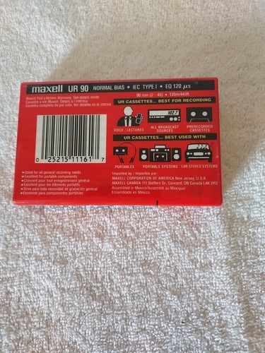 Cassetta audio Maxell Normal Bias UR 90 minuti nastro di registrazione nuovo - Foto 2 di 5