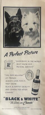 1950 Black & White Scotch Scotties Dogs  Character Fleischmann VTG 50s PRINT AD