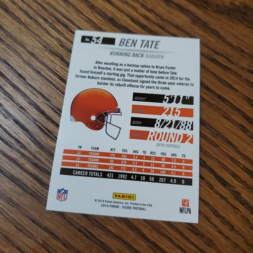 2014 Panini Hot Rookies Scorecard /99 Ben Tate #54 quasi nuovo - Foto 2 di 2
