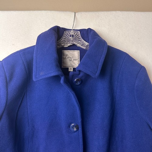 LARRY LEVIN coat sz 2X royal blue sapphire wool blend midi length NWT - Picture 2 of 6