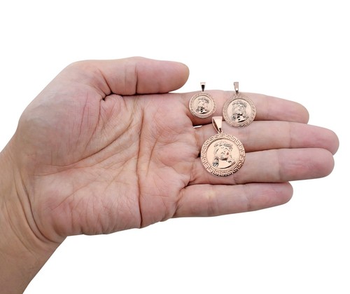 Real 10K Rose Gold Jesus Pendant Gold Jesus Piece All Sizes Greek Key Border - Picture 3 of 6