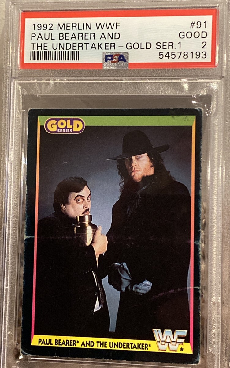 1992 Merlin WWF PAUL BEARER THE UNDERTAKER Gold Series 1 PSA 2 NM