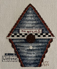 Finished Cross Stitch Piece THE WRENS in blue var. from Rainbird Row/ janlynn