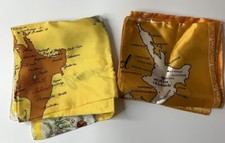 Set of 2 Vintage NEW ZEALAND Souvenir Scarves 26" 27" Sq, maps  scenes