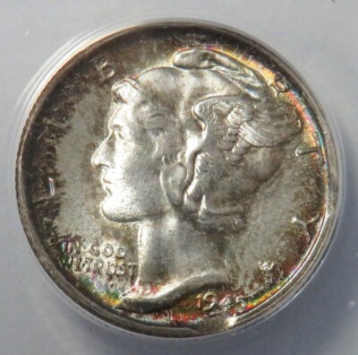1945 S DOUBLE RIM CLIP SAN FRANCISCO MINT ERROR MERCURY DIME ANACS