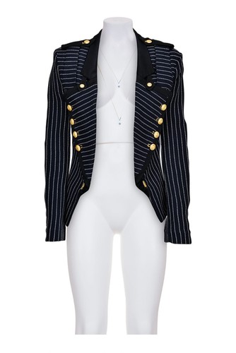Balenciaga Spring 2005 Navy Striped Military Sailor Jacket 42 Runway Ghesquiere - Picture 4 of 13