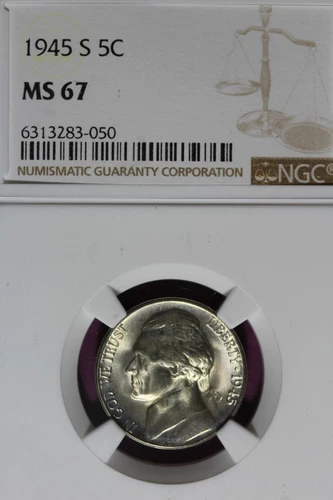 1945 S- NGC 5C MS67 JEFFERSON NICKEL #B47371