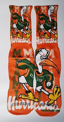 #ad #ad Custom Miami Hurricanes Dry Fit socks UM football basketball college florida $16.99