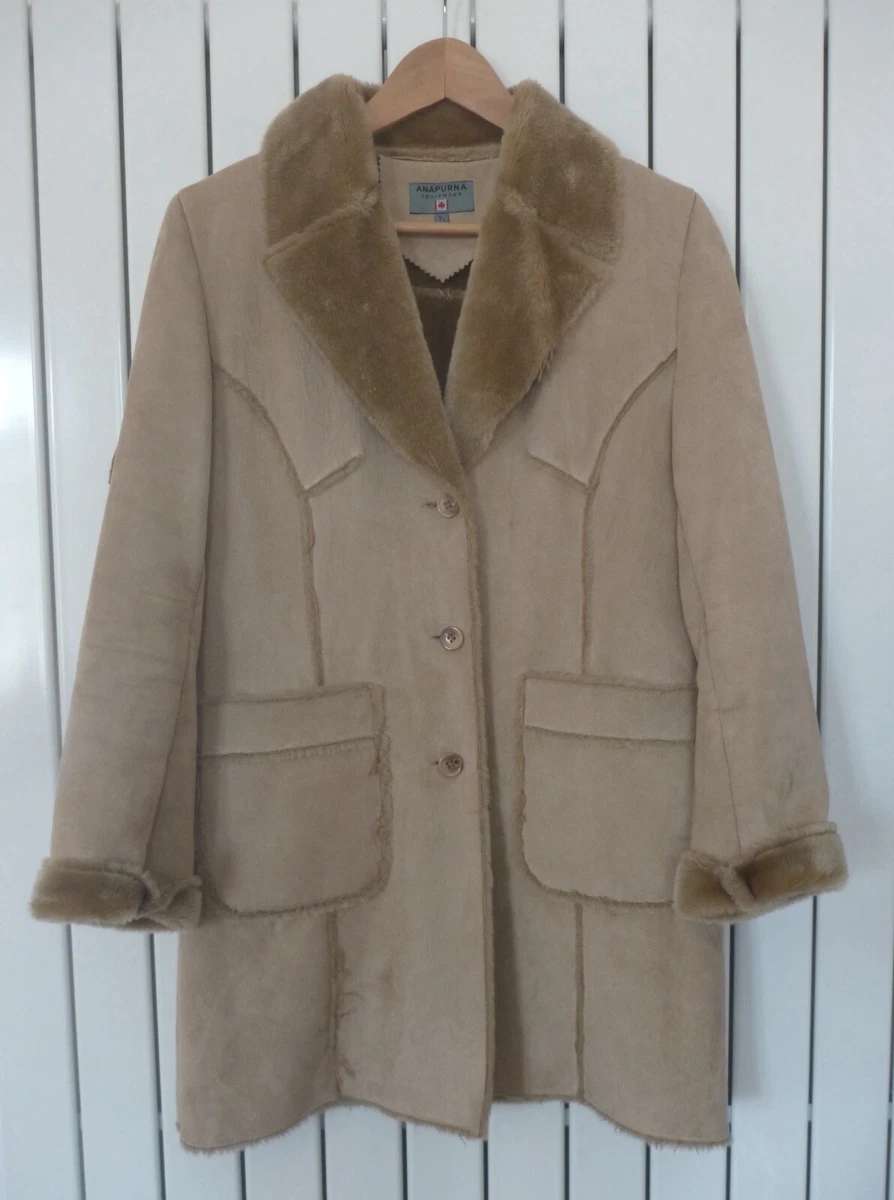 ANAPURNA Manteau en peau hiver Veste chaude femme T.2 beige Canada TBE