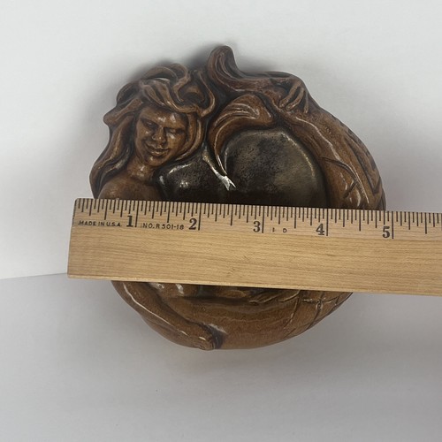 Cenicero vintage sirena baratija plato hippie marrón cerámica 5 pulgadas - Imagen 11 de 13