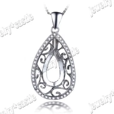 Pave Setting Natural Diamond Jewelry 925 Silver Fine Pendant Engagement Wedding
