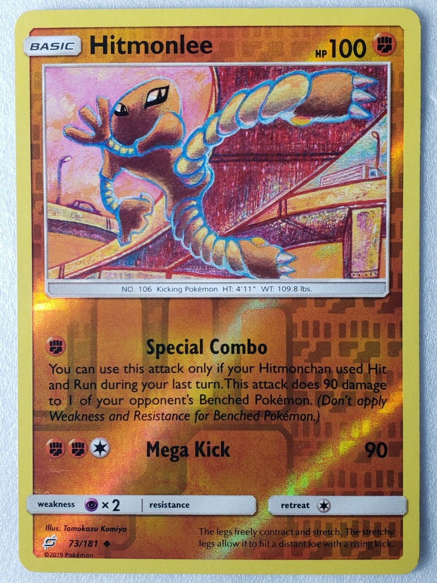REVERSE HOLO Hitmonlee 73/181 NM / M - Team Up Pokemon Card