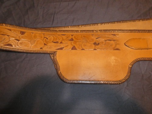 Vintage Hand Tooled Leather Embossed Floral Western Gun Belt No Holster - Picture 3 of 9
