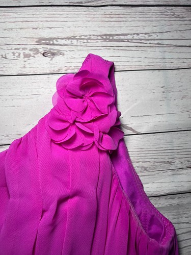 Abito drappeggiato formale ballo di sposa a una spalla rosa fushia taglia 6 - Foto 4 di 14