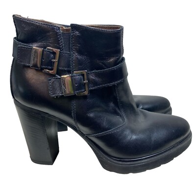 Nero Giardini Italy High Heels Ankle Boots Black Leather Womens 8.5 US 39 EU
