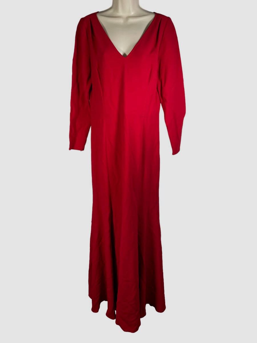 $3690 Carolina Herrera Women's Red V-Neck 3/4 Sleeve Stretch Gown Dress Size 10 $3690 Carolina Herrera Women's Red V-Neck 3/4 Sleeve Stretch Gown Dress Size 10