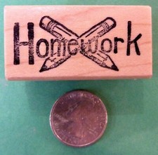 Teachers' Homework Reminder, wood mounted rubber stamp