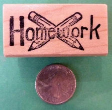 Teachers' Homework Reminder, wood mounted rubber stamp
