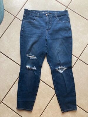 American Eagle 12 Curvy Super Hi Rise Jegging Next Level Destroyed Jeans 34x28''