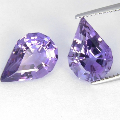 7.81Cts Glorious Natural Amethyst Fancy Pear Cut Matching Pair Loose Gemstones - Picture 3 of 5