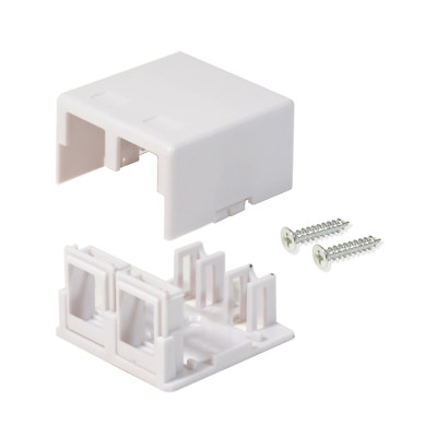 5 Pack Surface Mount Box 2 Port Double Hole Keystone Jack Cat5e/Cat6 White