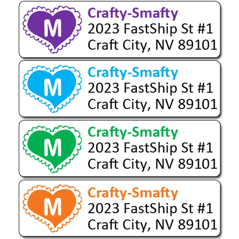 Heart Monogram Address Labels Personalized Custom Printed - Pick a Color - Image 2 of 3