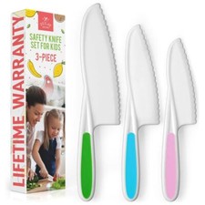 Zulay 3-Piece Kids Knife Set for Real Cooking  Baking