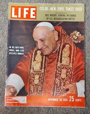 Life Magazine November 10 1958  Pope John Vintage Cigarette Ad On Back