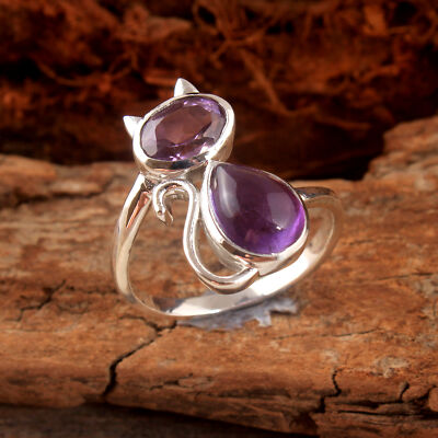 Amethyst Gemstone 925 sterling Silver Jewelry Handmade Ring Size US 8