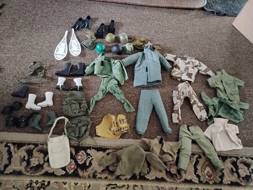 GI Joe 12" Clothes, Shoes, Hats, Bags, Knee Pads Accessories Lot