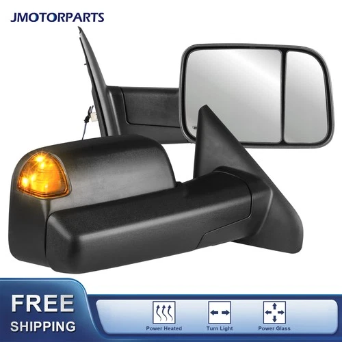 Set(2) Power Heated Mirrors Tow For Dodge Ram 1500 2500 3500 w/LED Signal