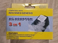 Hyperkin M05554 Genesis NES SNES 3 in 1 AC Adapter - Black NEW 