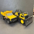 Tonka Construction Set Yellow Metal Dump Truck and 952 Bulldozer Toy Vehicles